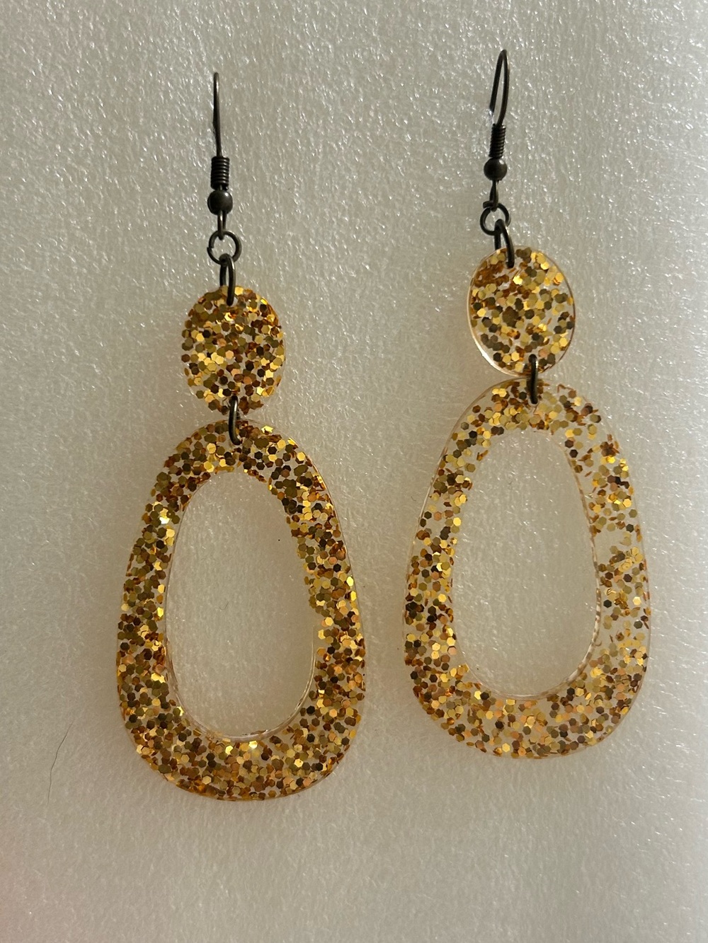 Gold Glitter Drop Earrings - Women Jewelry